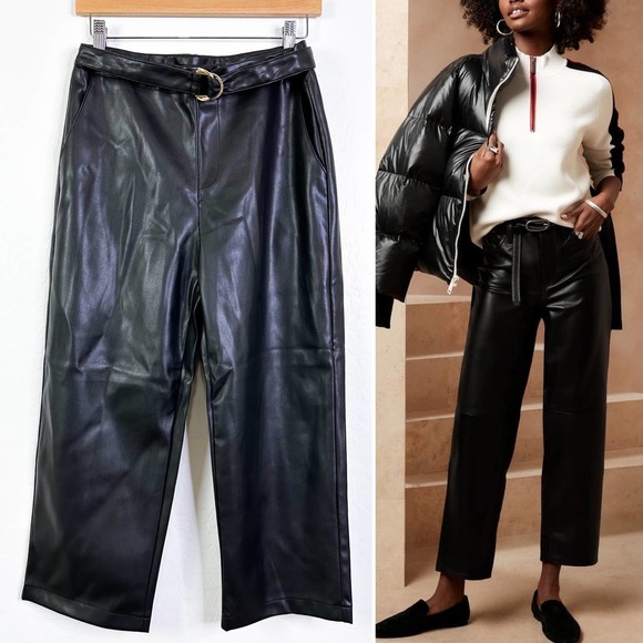 Marc Jacobs Pants - Andrew Marc Women's Faux Vegan Leather Pull On Straight Pants Black Size 6 NWT